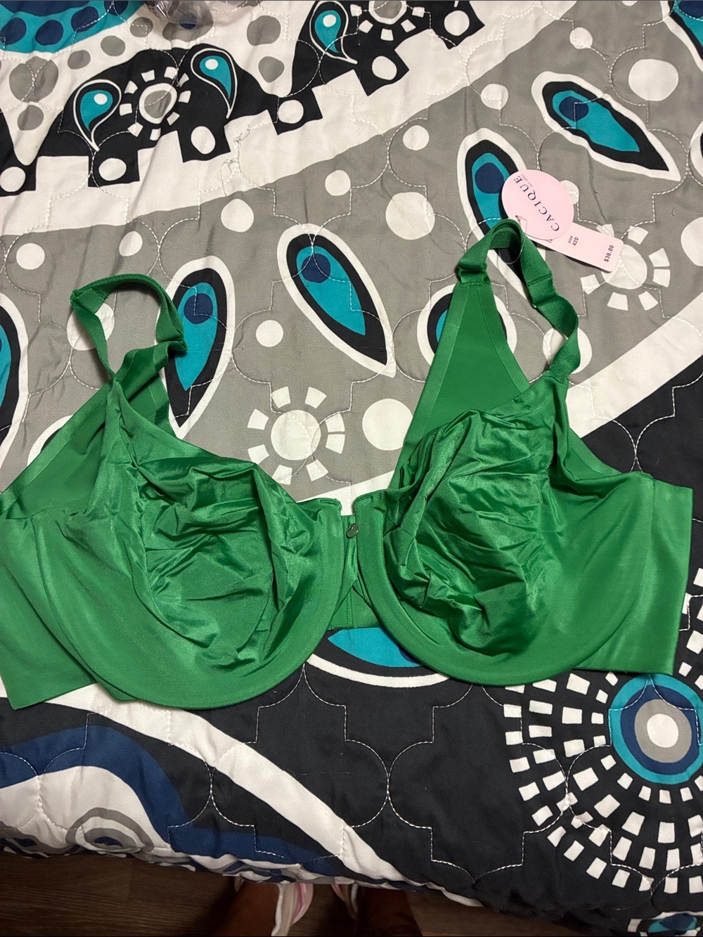 Cacique Emerald Green Underwire Bra with Adjustable Straps